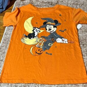 Disney Orange Halloween Mickey Mouse Short Sleeve Tee